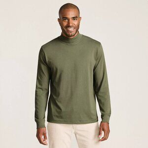 Lands' End Cotton Super-T Mock Turtleneck River Stone Green Men's XL 46-48 NWOT
